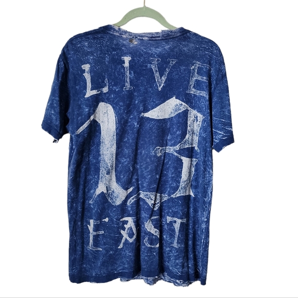 AFFLICTION Biker Core Thrashed graphic tee skull 13 motorcycle burnout in blue M - Picture 2 of 5